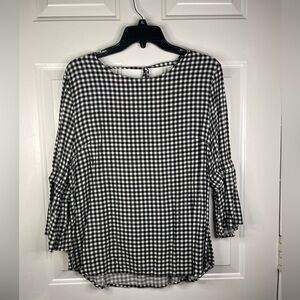 Maurice Buffalo check pattern blouse in‎ black and white.
